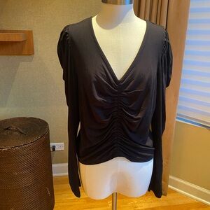 Frame Black Jersey Ruched Blouse